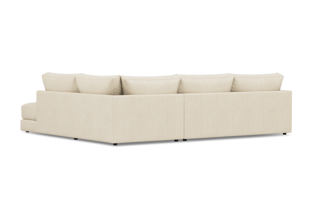 Valencia Serena Leather L-shape with Right Chaise Sectional Sofa, Beige