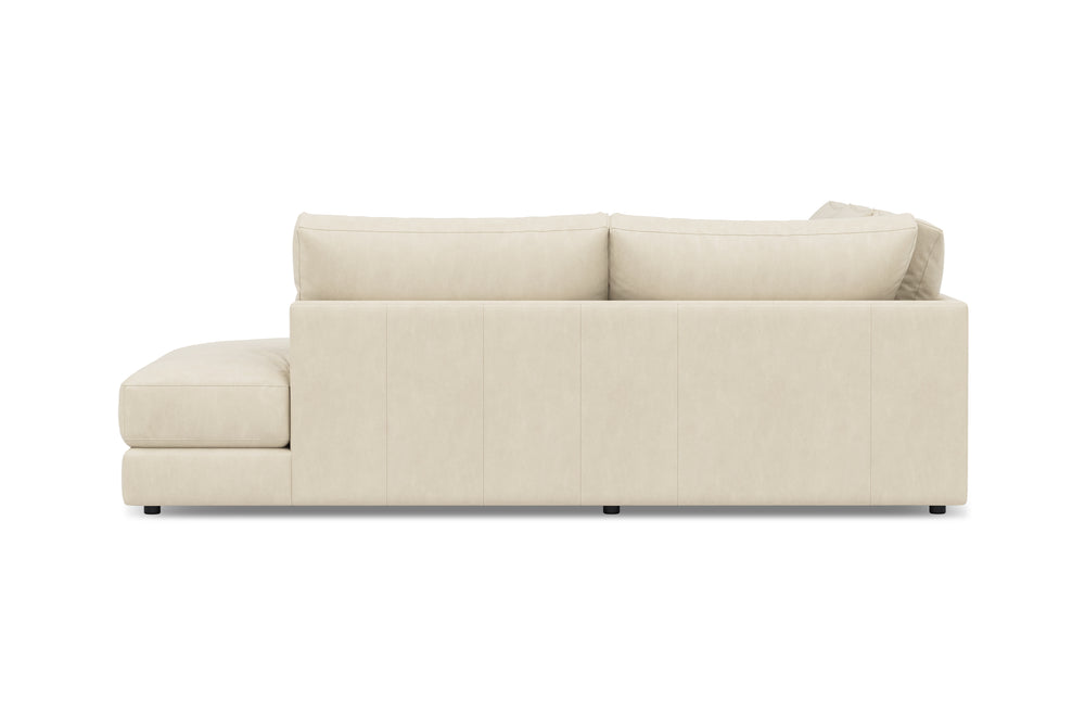 Valencia Serena Leather L-shape with Right Chaise Sectional Sofa, Beige