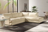 Valencia Serena Leather L-shape with Right Chaise Sectional Sofa, Beige