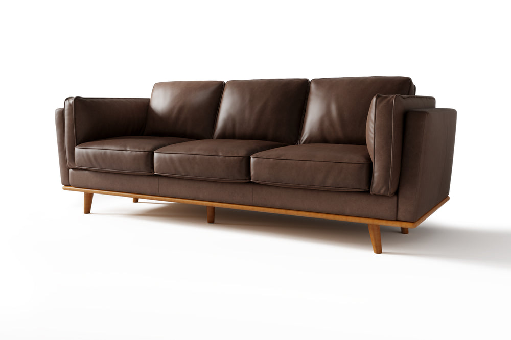 Valencia Artisan Wide Three Seats Leather Sofa, Dark Chocolate Color