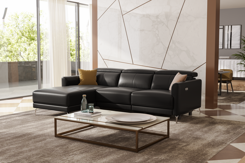 Valencia Andria Modern Left Hand Facing Top Grain Leather Reclining Se