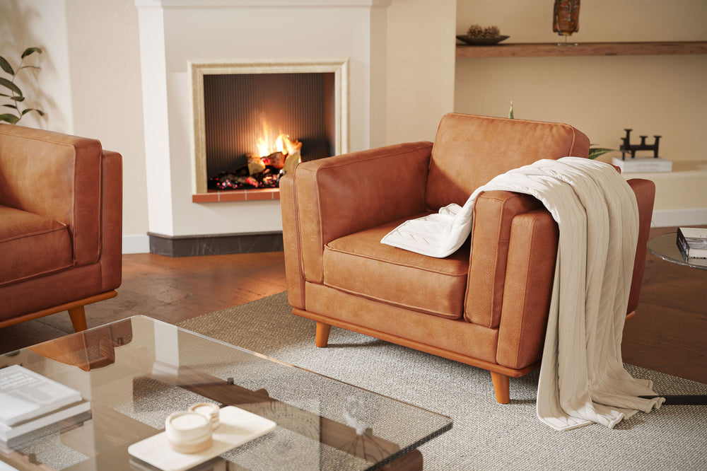 Valencia Artisan Leather Accent Chair, Cognac Color