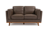 Valencia Artisan Top Grain Leather Loveseat Sofa, Chocolate Color