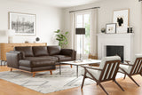 Valencia Artisan Top Grain Three Seats with Left Hand Chaise Leather Sofa, Chocolate Color