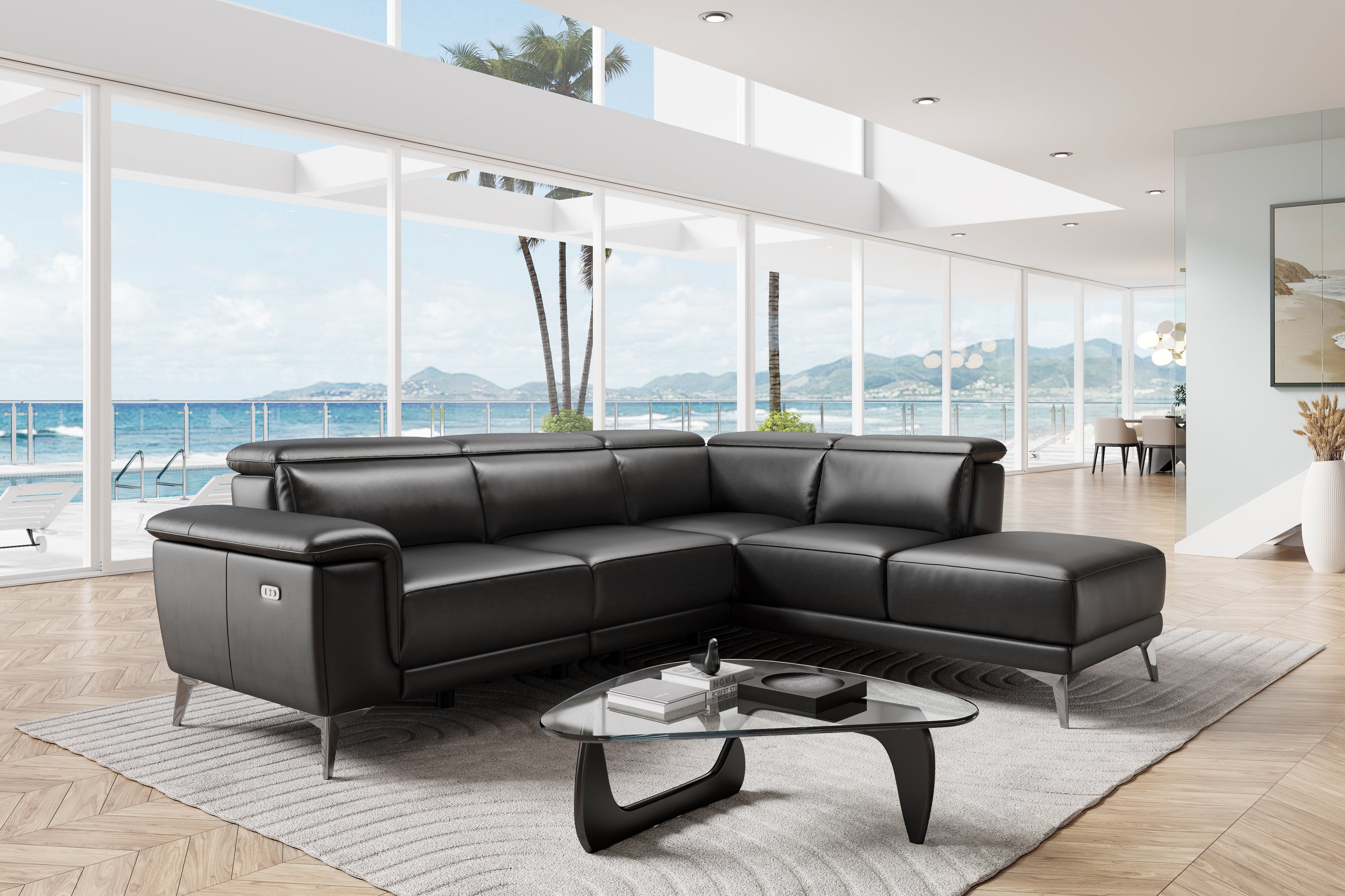 Modern leather sectional deals sofa