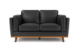 Valencia Artisan Top Grain Leather Loveseat Sofa, Black Color