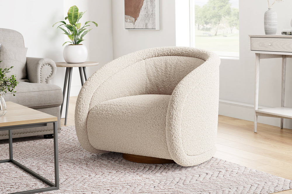 Valencia Violet Fabric Swivel Accent Chair, Beige Color