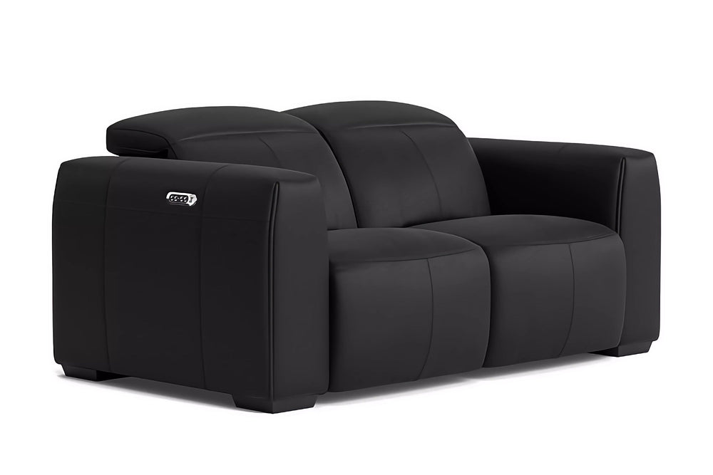 Valencia Carmen Leather Loveseat Dual Recliner Sofa, Black