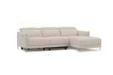 Valencia Andria Modern Right Hand Facing Top Grain Leather Reclining Sectional Sofa, Beige Color