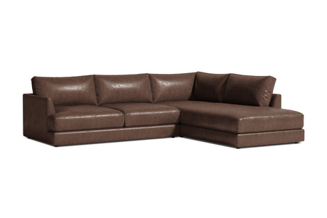 Valencia Serena Leather L-shape with Right Chaise Sectional Sofa, Brown