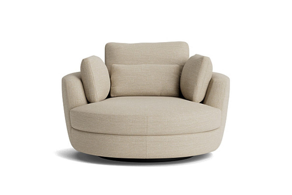 Valencia Thaisa Weaved Fabric Swivel Accent Chair, Beige