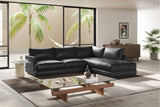 Valencia Serena Leather L-shape with Right Chaise Sectional Sofa, Black