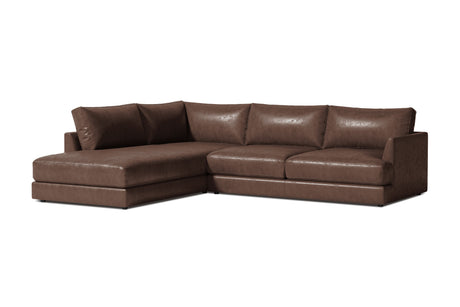 Valencia Serena Leather L-shape with Left Chaise Sectional Sofa, Brown