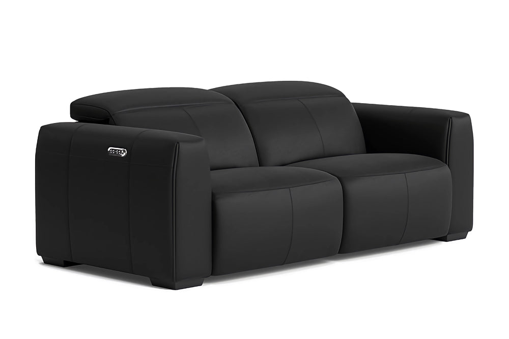 Valencia Carmen Leather Wide Seats with Dual Recliner Sofa, Black