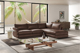 Valencia Serena Leather L-shape with Right Chaise Sectional Sofa, Brown