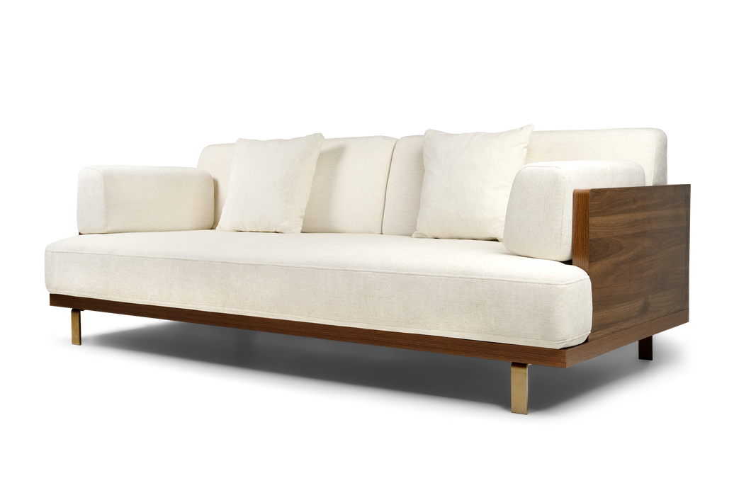 Valencia Emilia Fabric Modern Sofa, Beige Color