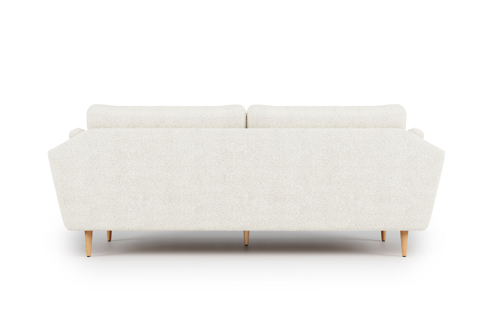 Valencia Mila Boucle Fabric Loveseat Sofa with Wood Base, Beige Color