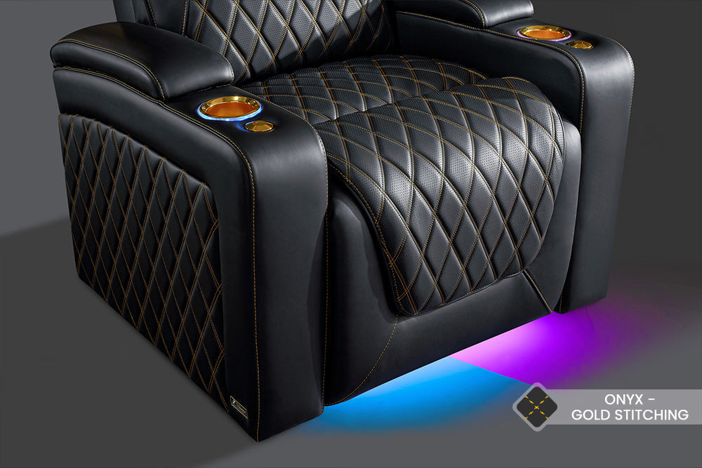 Valencia Oslo Ultimate Luxury Edition Row of 4 Onyx with Gold Stitching