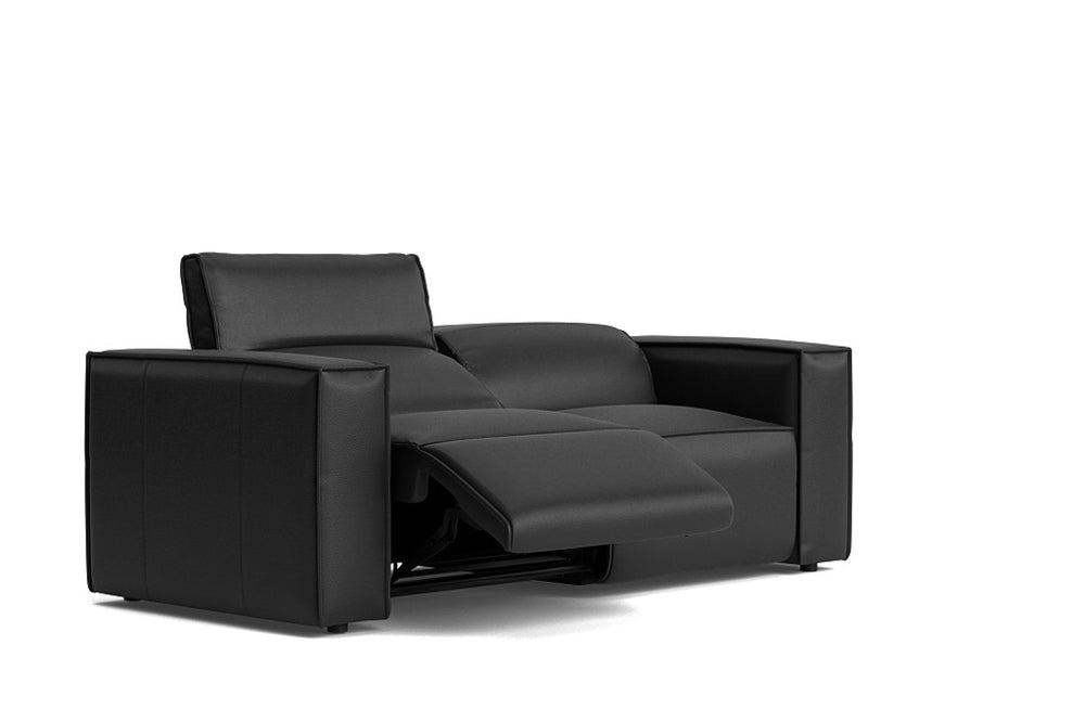 Valencia Emery Leather Recliner Loveseat Sofa, Black