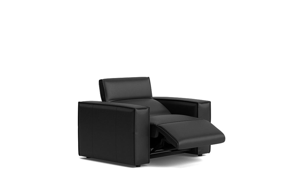 Valencia Emery Top Grain Recliner Leather Sofa Accent Chair, Black