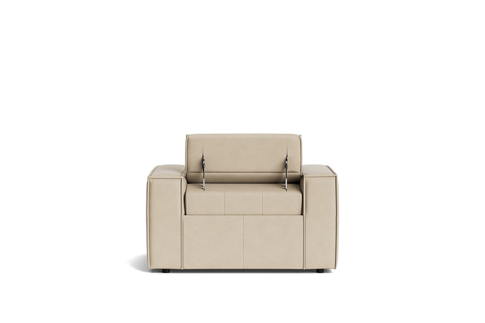 Valencia Emery Top Grain Recliner Leather Sofa Accent Chair, Beige