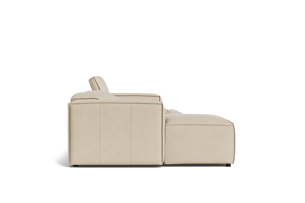 Valencia Emery Leather Sectional Sofa, Recliner Three Seats with Left Chaise, Beige