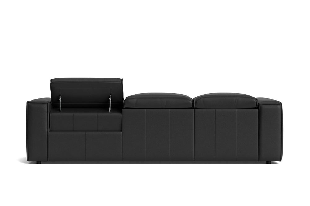 Valencia Emery Leather Sectional Sofa, Recliner Three Seats with Left Chaise, Black