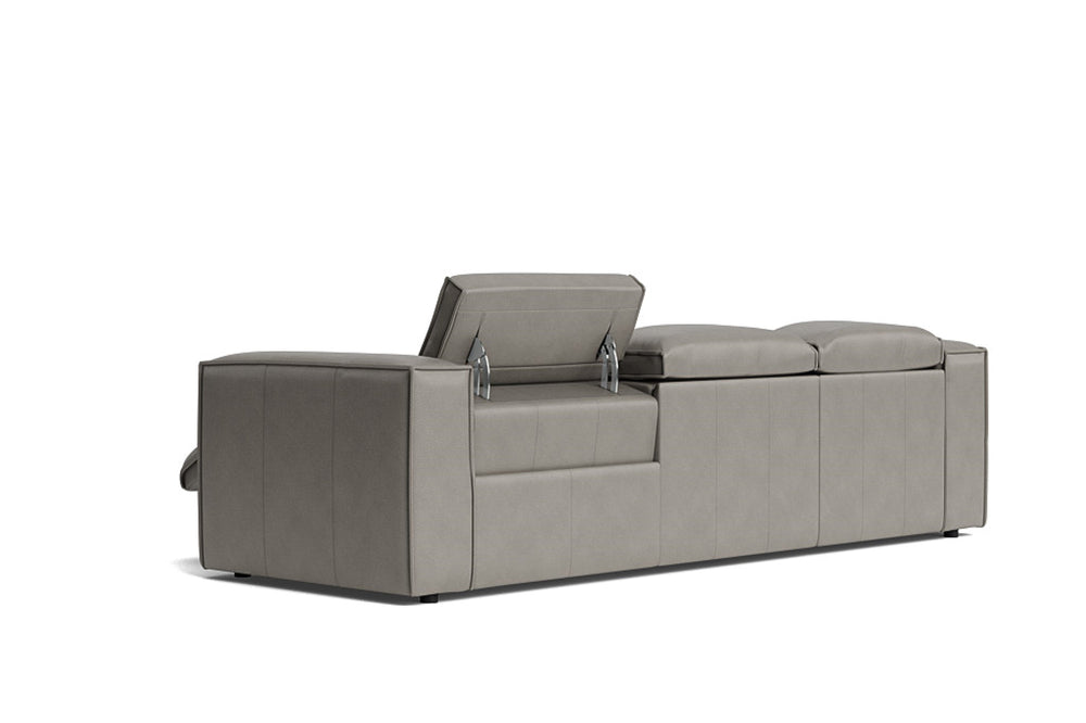 Valencia Emery Leather Sectional Sofa, Recliner Three Seats with Left Chaise, Light Grey