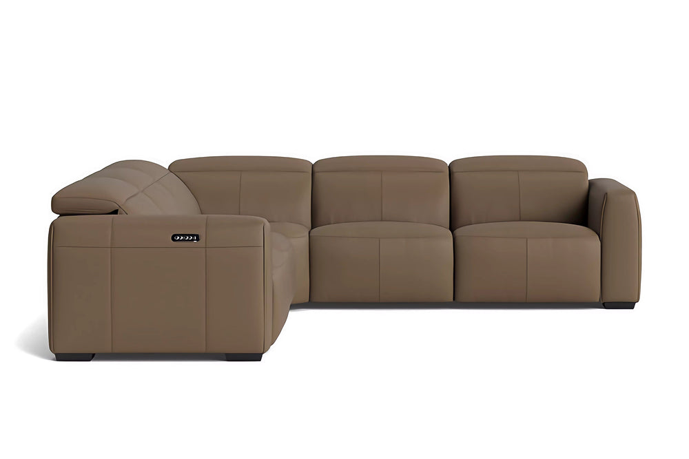 Valencia Carmen Leather L-Shape Dual Recliner Sofa, Brown