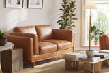 Valencia Artisan Top Grain Leather Loveseat Sofa, Cognac Color