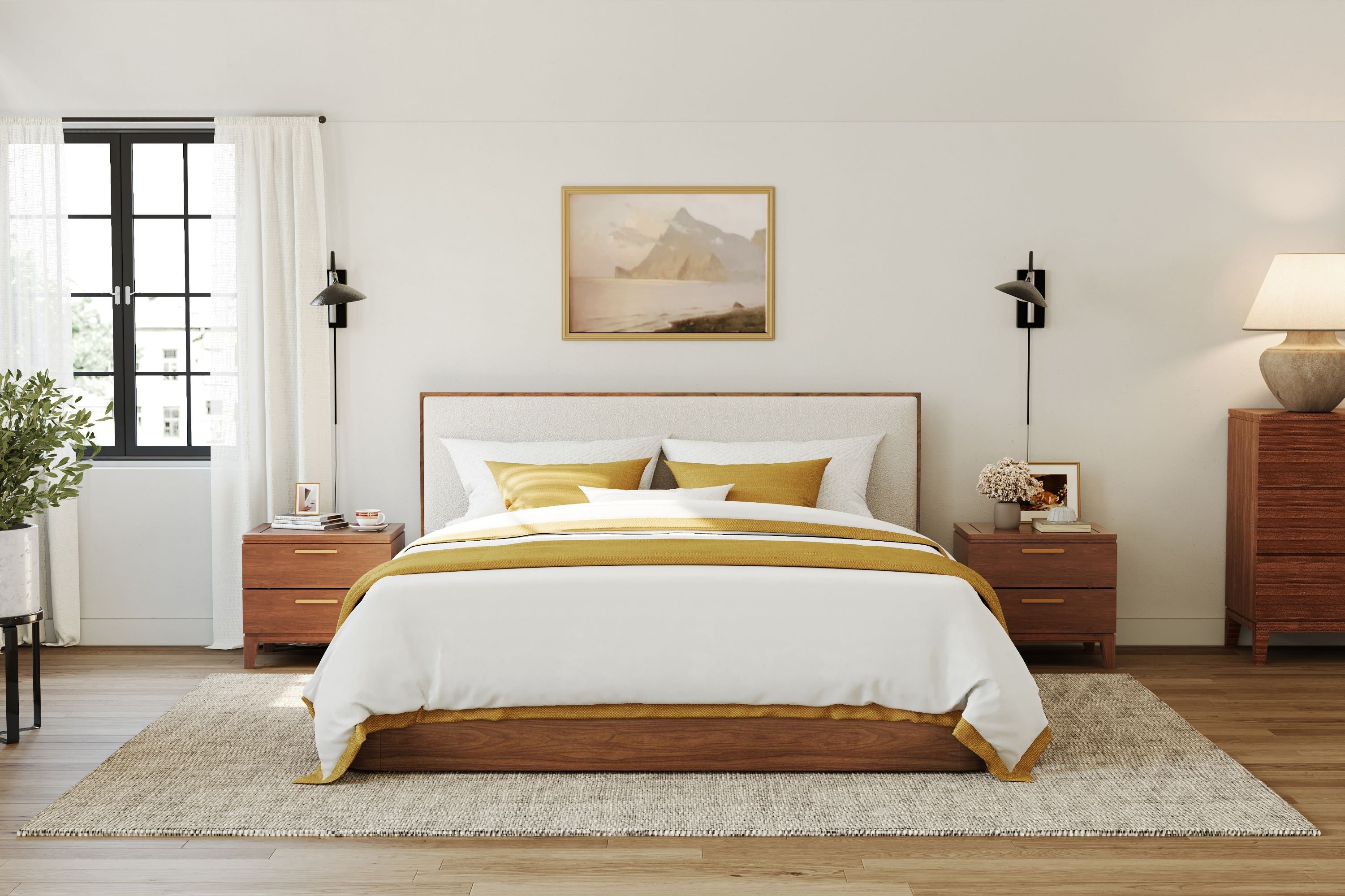 Queen bed deals walnut