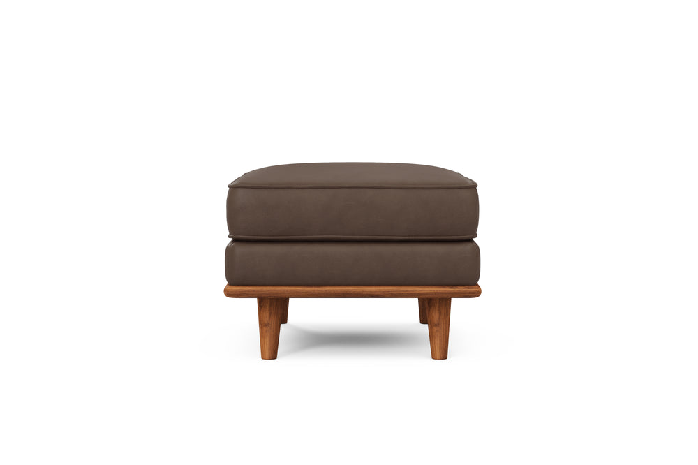 Valencia Artisan Top Grain Leather Ottoman, Chocolate Color