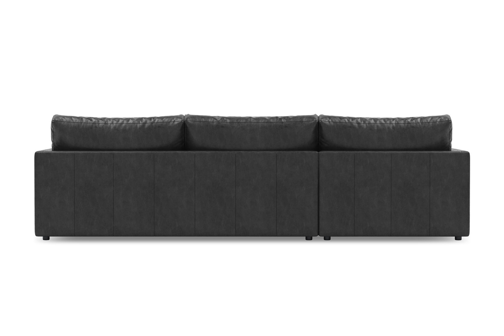 Valencia Serena Leather Three Seats with Left Chaise Sectional Sofa, Black