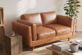 Valencia Artisan Top Grain Leather Loveseat Sofa, Cognac Color