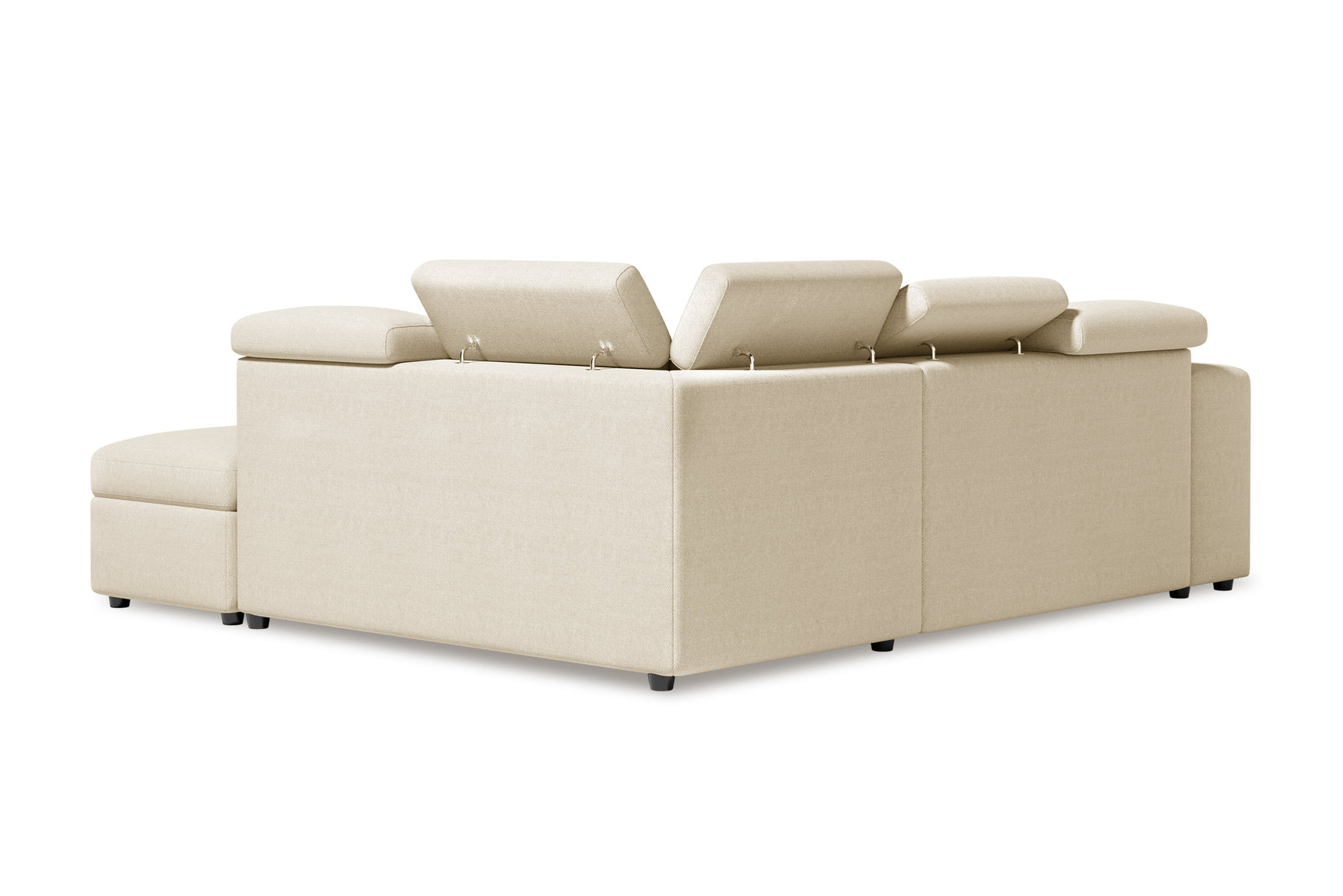 Valencia Finn Fabric Sectional Sofa Bed with Right Hand Storage, Beige Color