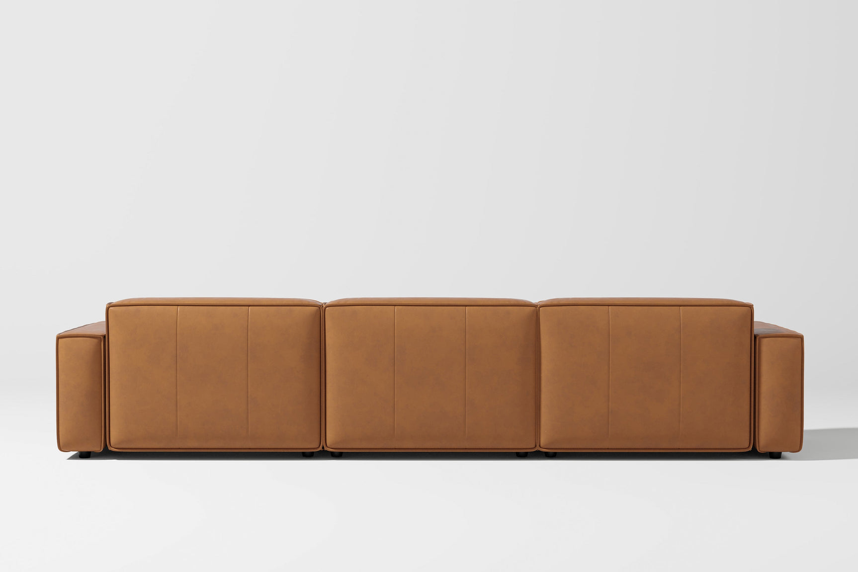 Valencia Nathan Full Aniline Leather Theater Lounge Modular Sofa with Down Feather, Row of 3 with 2 Chaises, Caramel Brown Color
