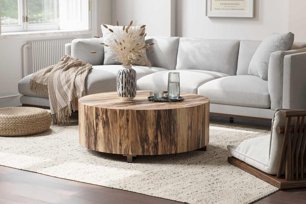Valencia Yvonne Wood Round Coffee Table, Wood Color