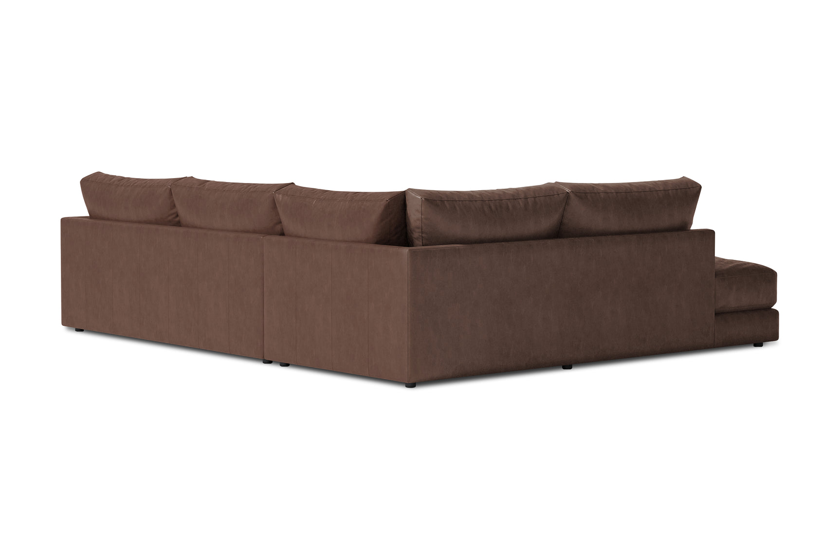 Valencia Serena Leather L-shape with Left Chaise Sectional Sofa, Brown