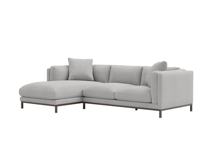 Valencia Bergen Fabric Sectional Sofa with left hand facing chaise, Beige Color