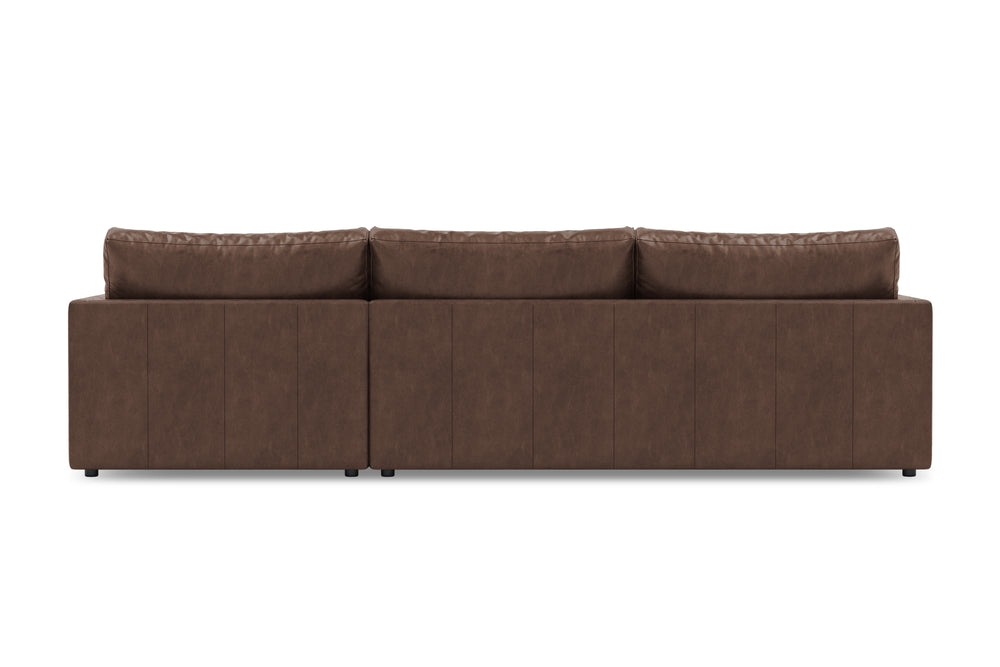 Valencia Serena Leather Three Seats with Right Chaise Sectional Sofa, Brown