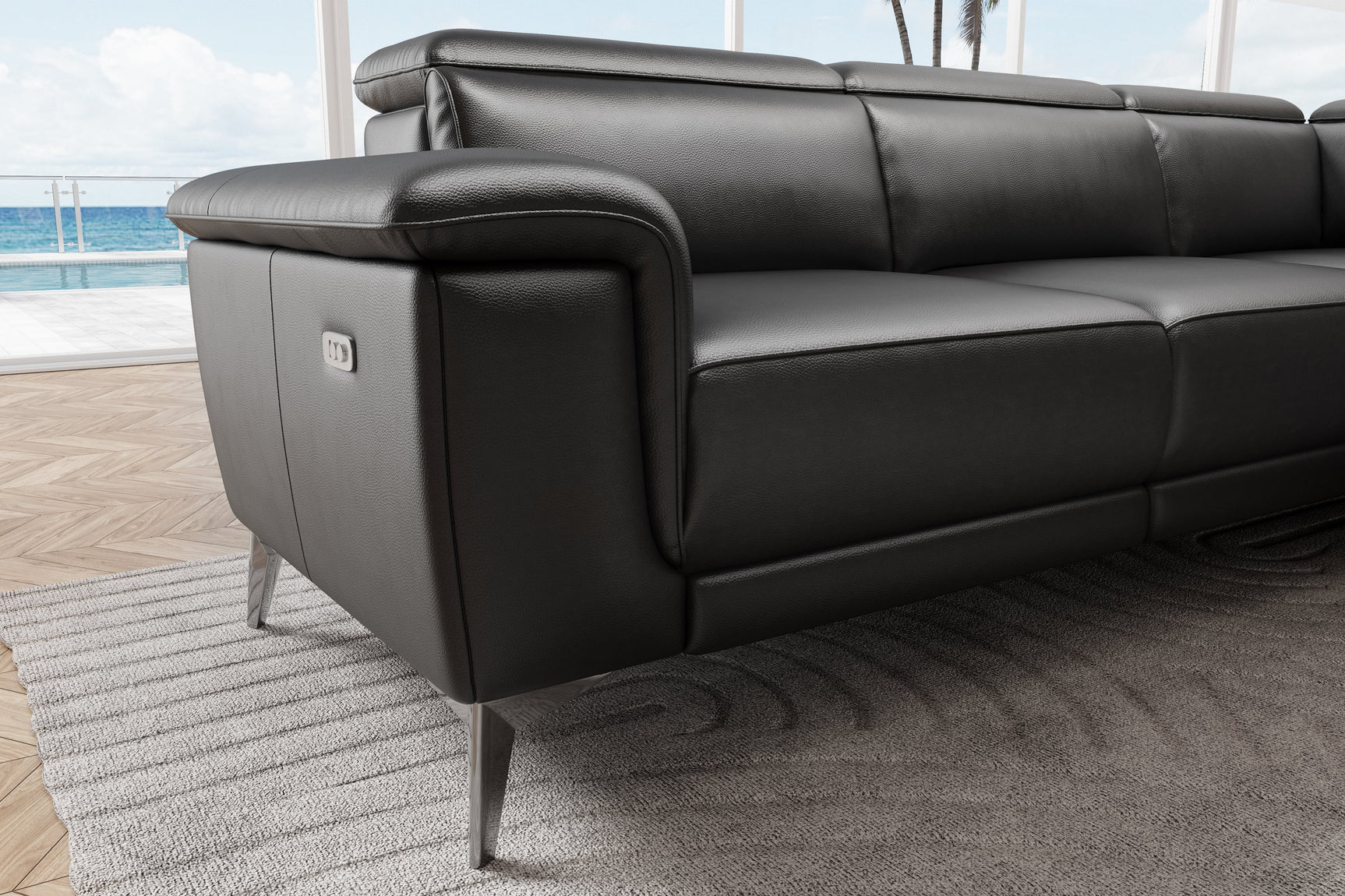 Pista Leather Reclining Sectional Sofa