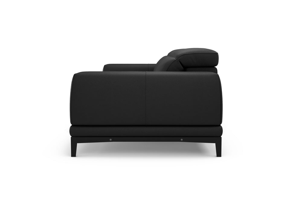 Valencia Valletta Top Grain Leather Loveseat Sofa, Black