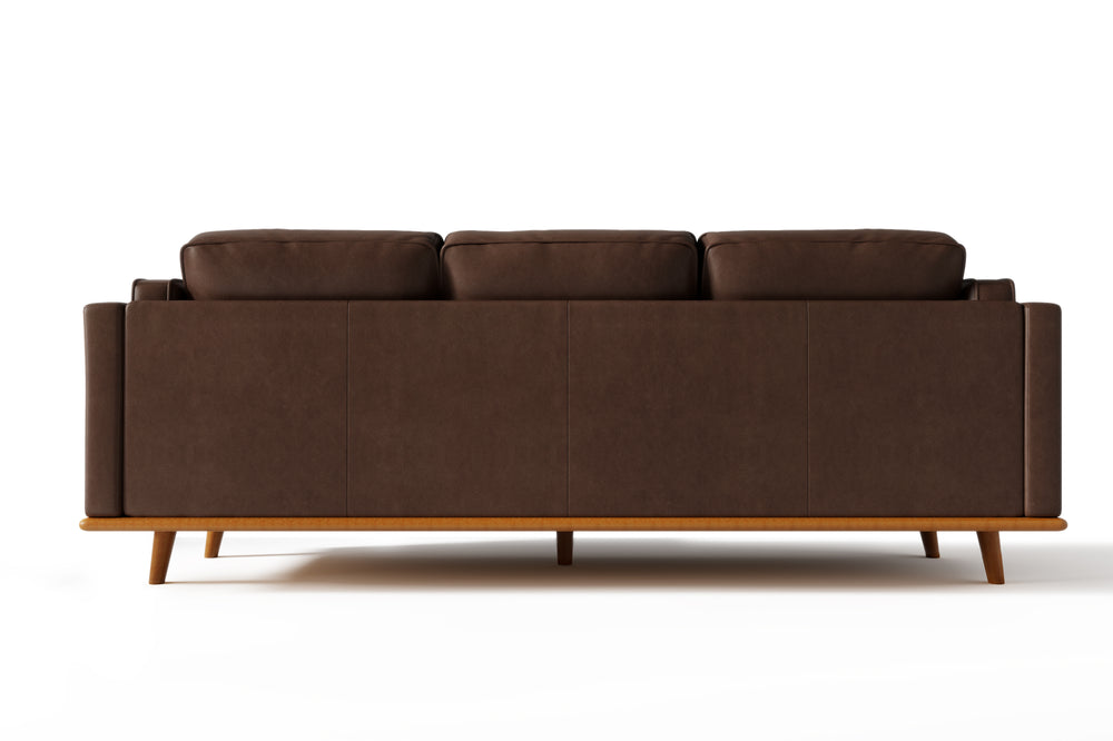Valencia Artisan Wide Three Seats Leather Sofa, Dark Chocolate Color
