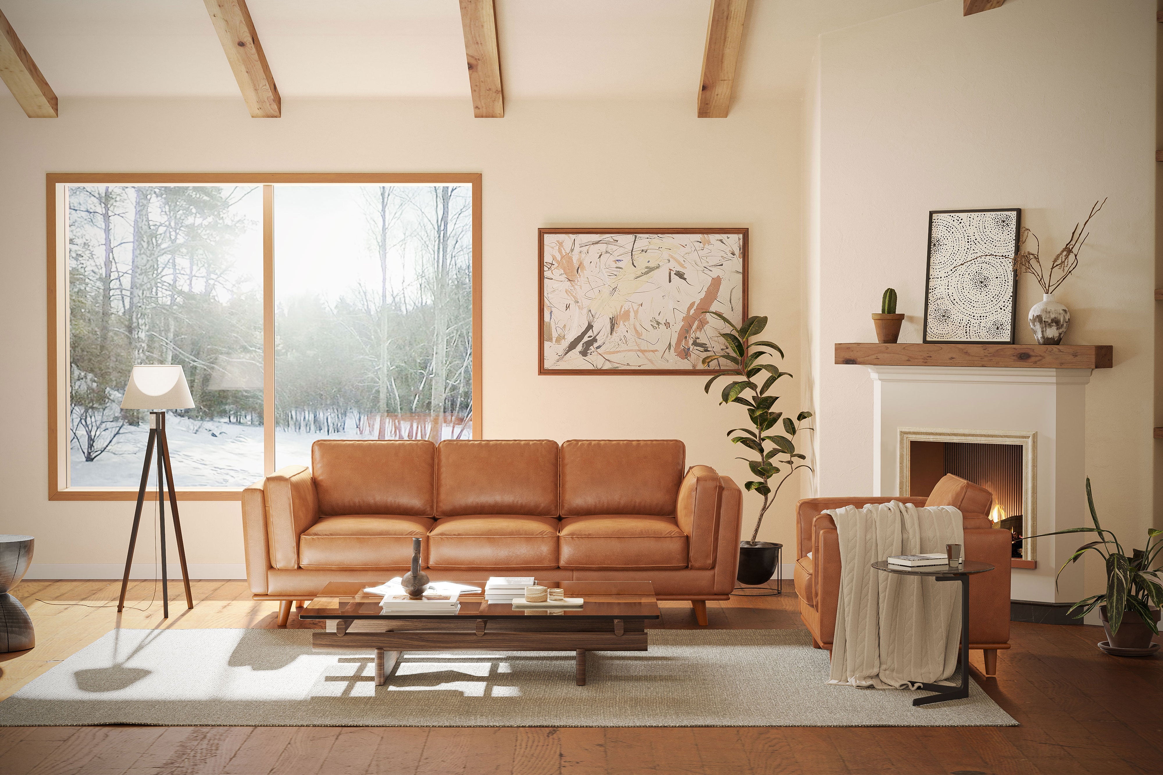 Leather sofa online with coffee table