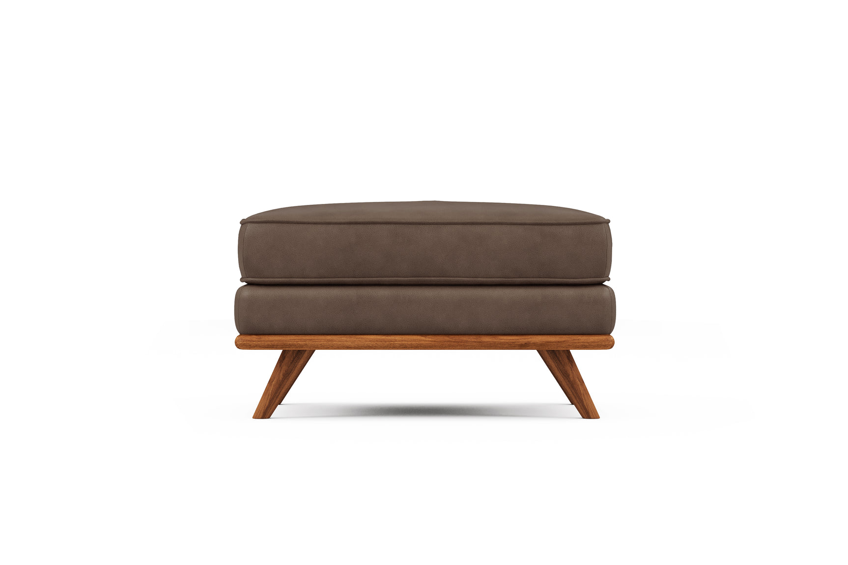 Valencia Artisan Top Grain Leather Ottoman, Chocolate Color