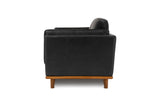 Valencia Artisan Top Grain Leather Loveseat Sofa, Black Color