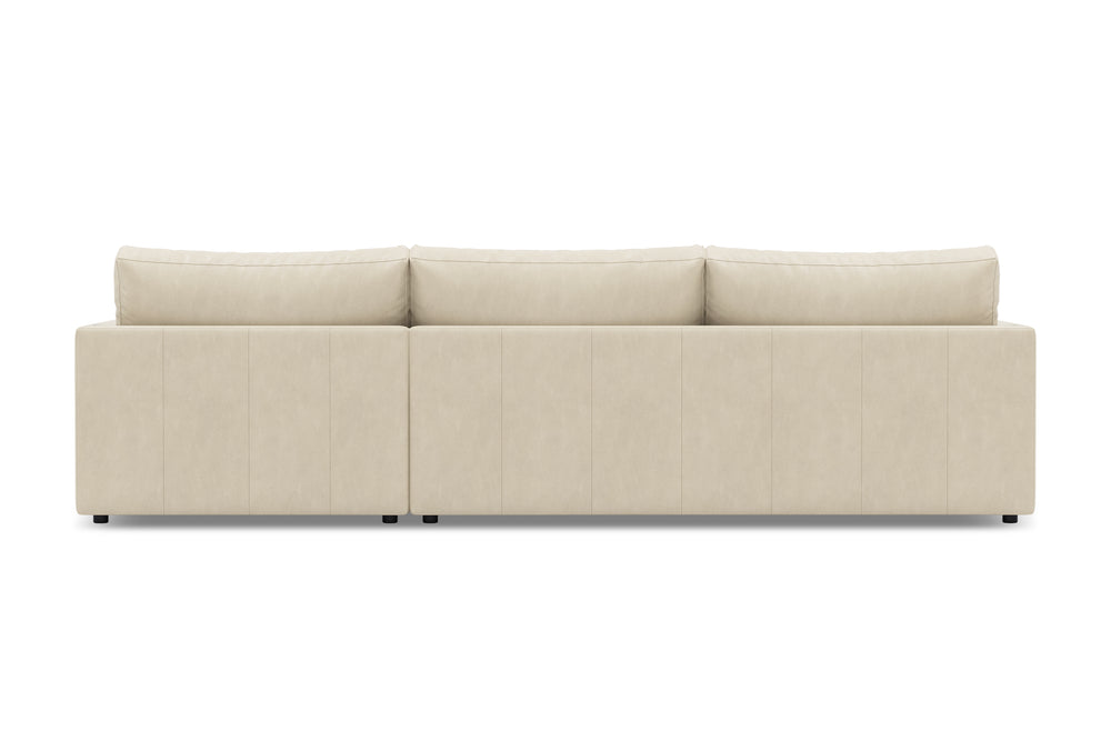 Valencia Serena Leather L-shape with Right Chaise Sectional Sofa, Beige