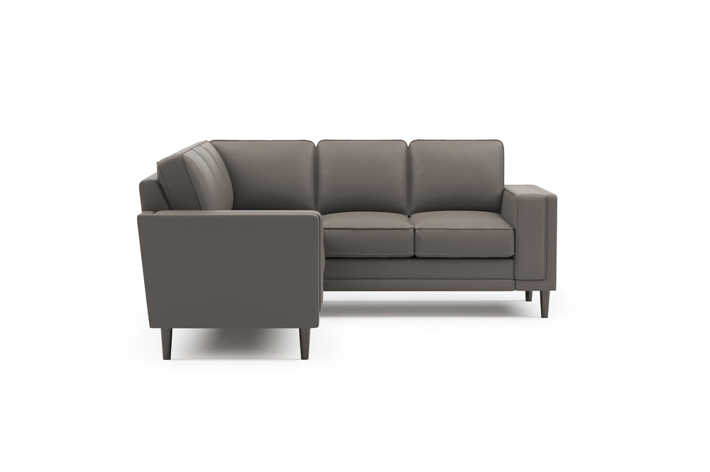 Valencia Scarlett L-Shape Corner Leather Sectional Sofa, Grey