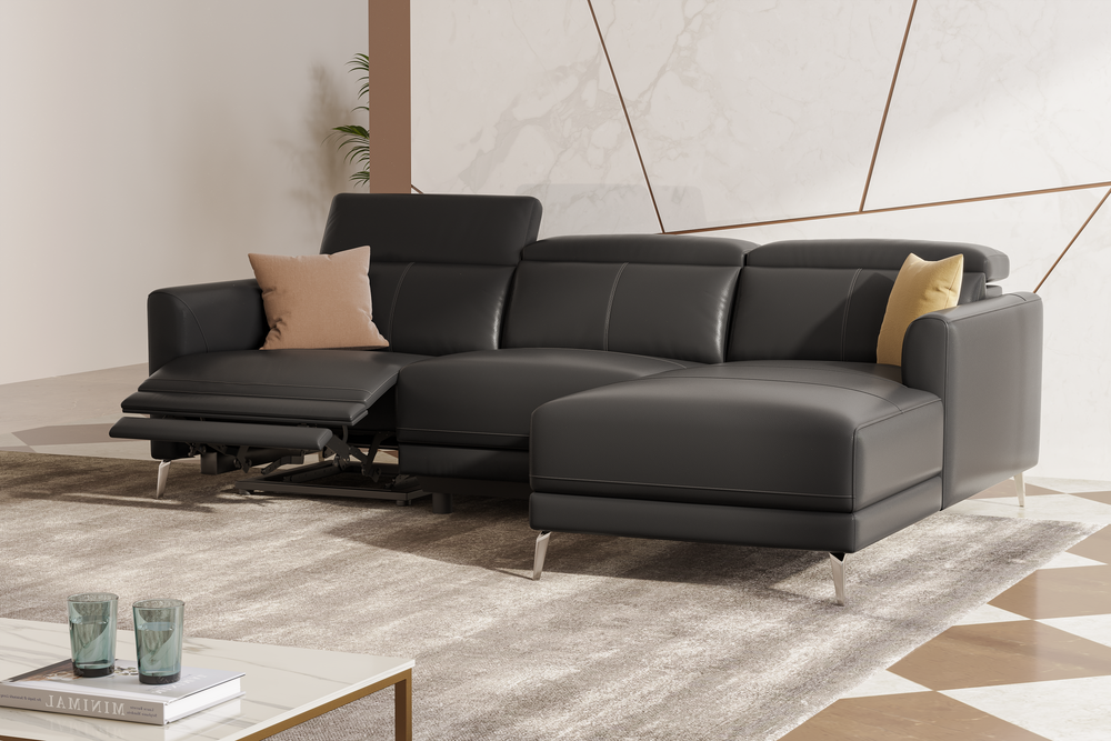 Valencia Andria Modern Right Hand Facing Top Grain Leather Reclining S