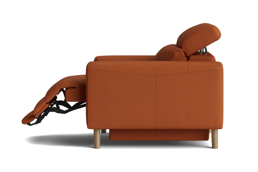 Valencia Elodie Top Grain Leather Recliner Single Seat Sofa, Cognac